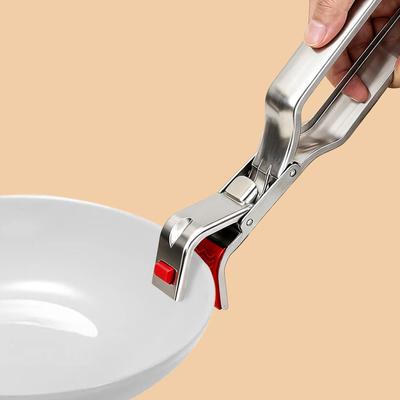 Термостойкие щипцы для кухонной посуды с нескользящей ручкой для тарелок, блюд, пара, из нержавеющей стали