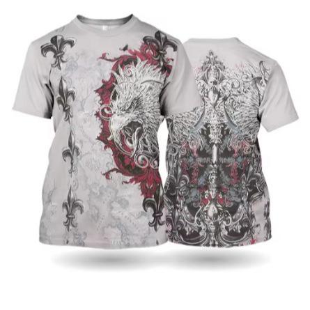 T-Shirt 3D Eagle Printed Streetwear Short Sleeve Width Loose T-Shirt Pullover Y2 Men