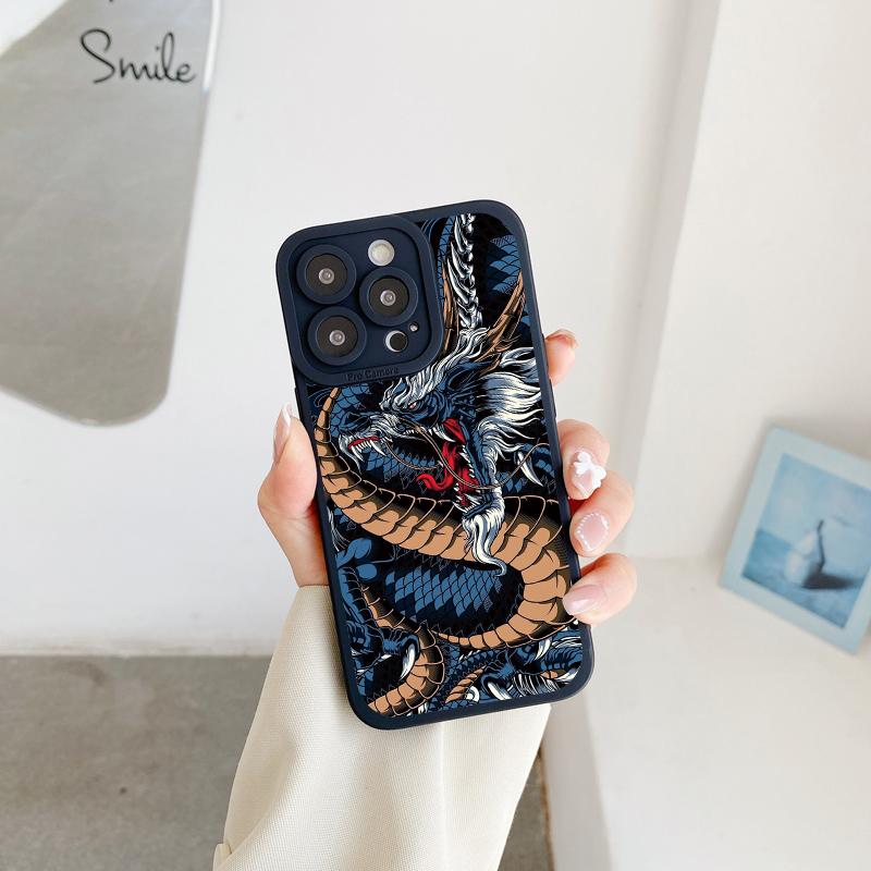 Модный китайский винтажный чехол с драконом для iPhone 13 12 11 14 Pro Max 14 Plus 7 8 Plus SE2020 XS XR X Мягкая силиконовая задняя крышка