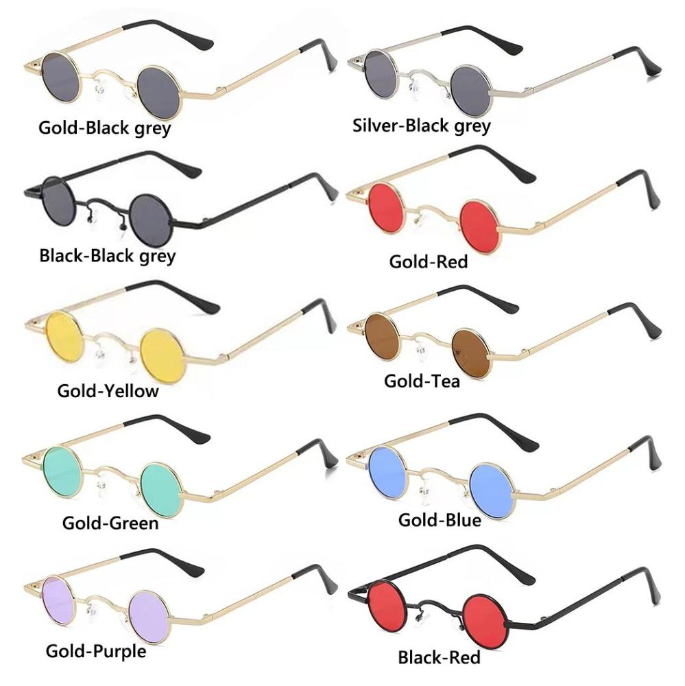 Ins Fashion Metal Frame Candy Color Punk Small Round Sunglasses Shades Sun Glasses