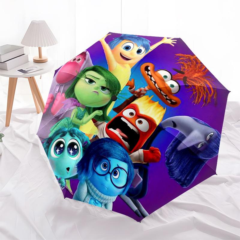 Emotions, Inside Out Themed Automatic Opening and Closing Umbrella, Brightly Colored 8-rib Portable Umbrella, Suitable for Men and Women, A