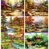 New 5D DIY Diamond Painting Scenery House Diamond Embroidery Autumn Scenery Cross Stitch Full Round Drill Home Decor Gift