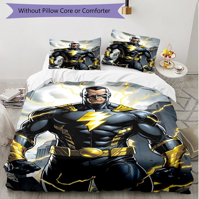 3pcs Duvet Cover Set (1*Duvet Cover + 2*Pillowcase, Without Core), Black Adam Print Soft All‑Season Bedding Set, Home Bedroom Decor Gift