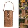 Decorative Garden Lights Solar Powered Waterproof Metal Floral Outdoor Lanterns Pattern Warm Glow Ambient Light