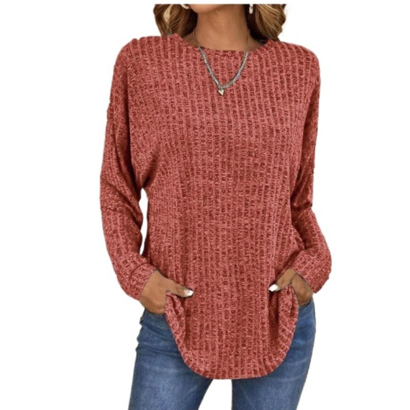 Вязаный свитер, удобный женский топ с длинным рукавом, повседневные рубашки