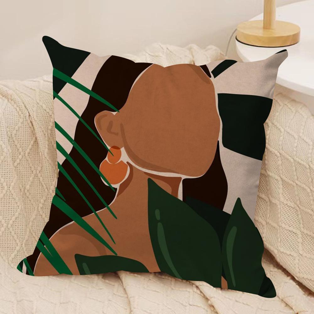African Women Cushion Cover Pillowcase Ultra Soft Skin Friendly Fabric Cloud Like Comfort  Concealed Zipper