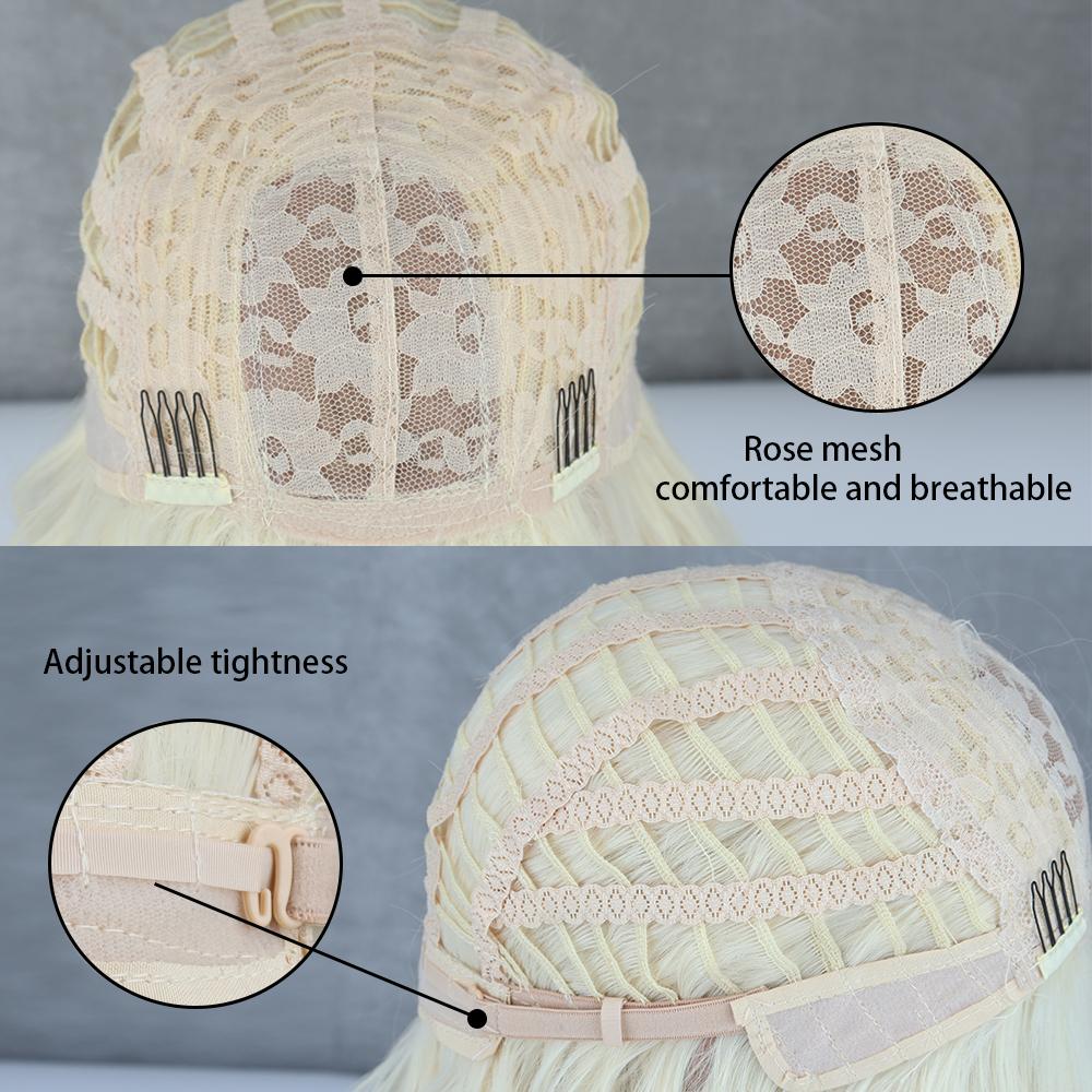 MISS WIG Светло-русый парик из синтетического волокна с натуральной волной и челкой, повседневная одежда, косплей, чистый цвет, блондинка, серый, черный, коричневый, волнистый парик