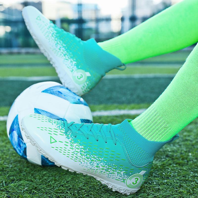 Новые высококачественные амортизирующие противоскользящие износостойкие высокие кеды для детей и взрослых с короткими шипами для уличного футбола
