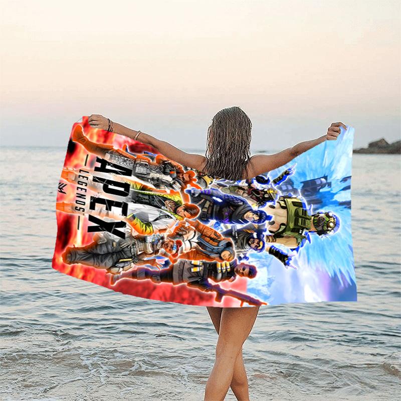 1pc Apex Beach Towel, Beach and Seaside Swimming Pool Equipment, Fashion Pattern, Rectangular, Travel Essentials