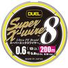 DUEL Super X Wire 8 PE Леска [Высокая прочность, Высокая чувствительность] 0.6, 200 м, 5 цветовЖелтая маркировка, H3606N-5CR