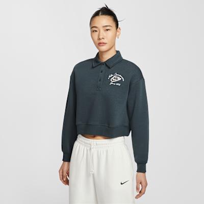 Women's Nike Sweatshirts Women's Seaweed Polo Collar Moderate Regular
