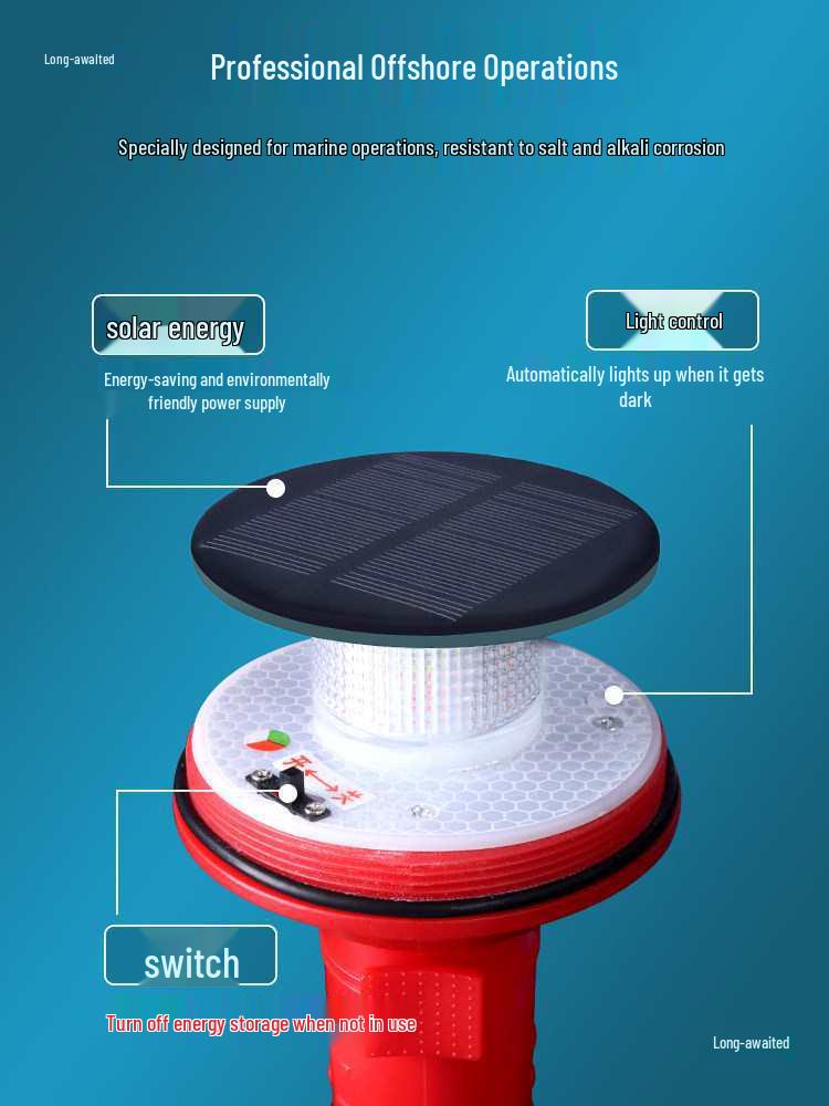 Marine LED Solar-Powered Three-Color Navigation and Warning Light