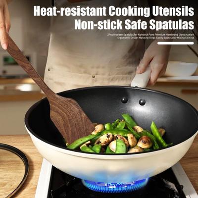 Деревянная ложка для риса с длинной ручкой, плоская лопатка для жарки, половник, кухонная утварь с закругленными краями, кухонные принадлежности