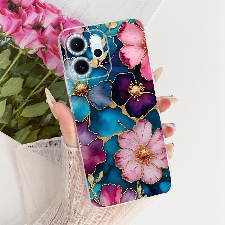 Чехол для Oppo Reno 14 Pro Чехол Reno14 F 5G с рисунком из разноцветных цветов Мягкий тонкий чехол для телефона Для Oppo Reno 14F Reno14 FS Pro Fundas