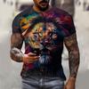 Летняя мужская винтажная футболка с графикой льва и 3D принтом, модная мужская одежда с короткими рукавами и тигром, футболки с волком, уличная одежда