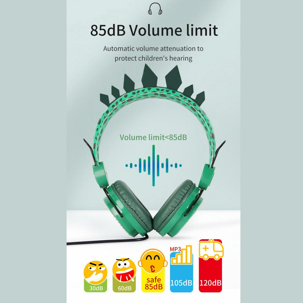 Милый динозавр мультфильм дети мальчики проводные наушники гарнитура с микрофоном