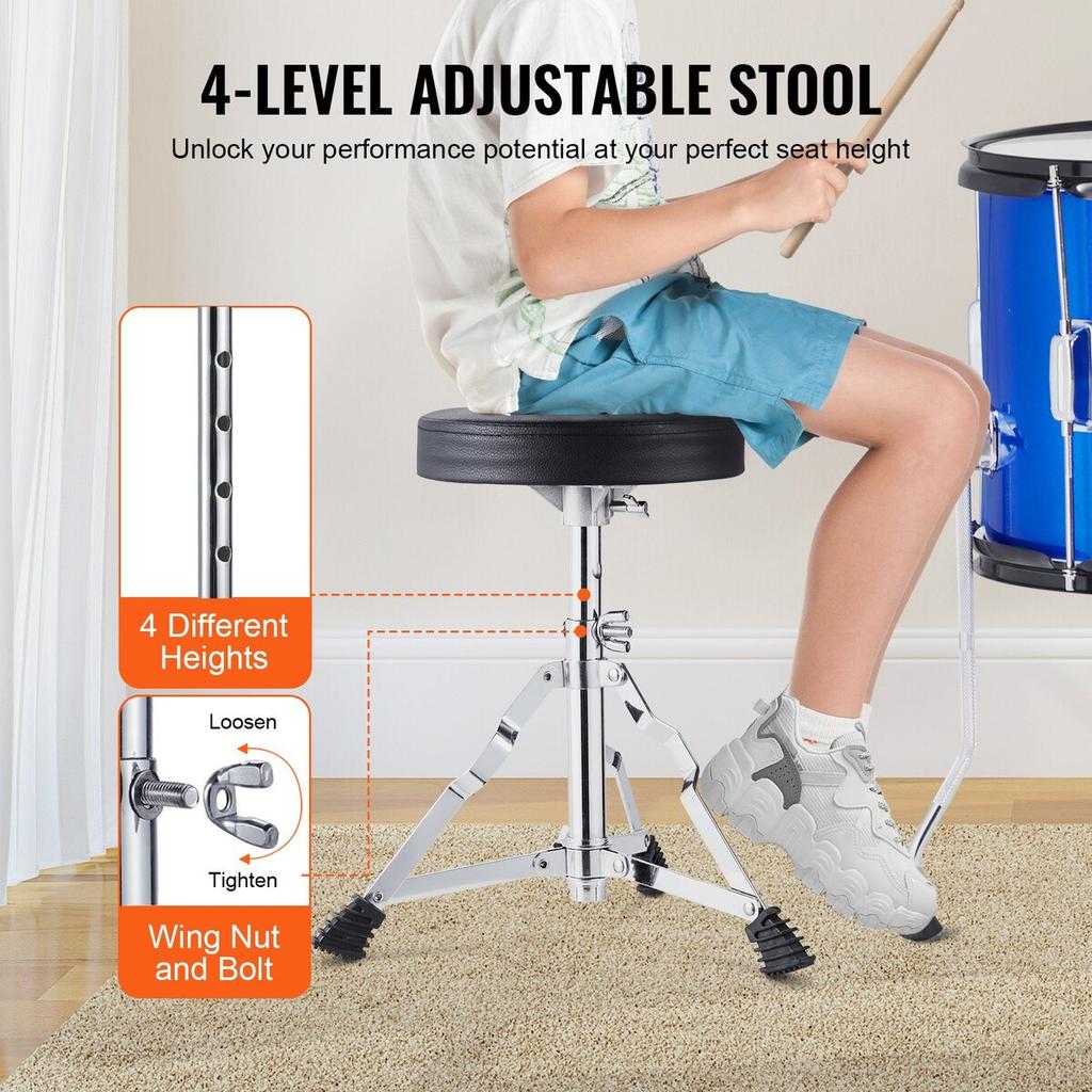 Kids Drum Set 5-Piece 16 in Beginner Children Drum Set with Throne Blue