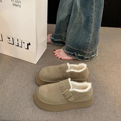 Женские бархатные утолщенные сноубутсы на толстой подошве, новая зимняя женская обувь, цельная кожа и мех, большие хлопковые ботинки Boken