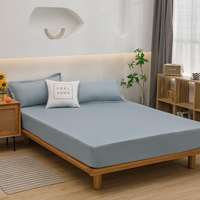 Mattress Cover Fitted Bed Sheet Solid Color Anti-slip Adjustable Bed Cover (Without Pillowcase)