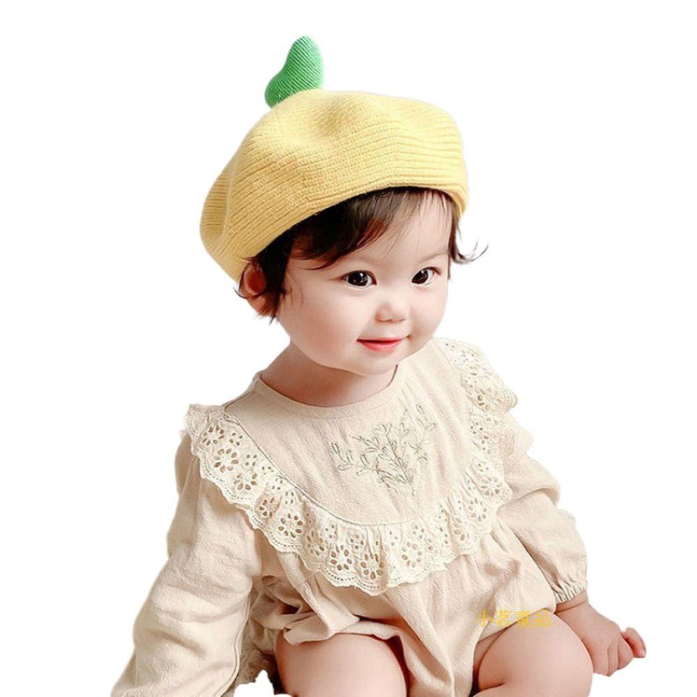 Cute Casual Cotton Baby Knitted Beret Newborn Windproof Infant Beanie Hat Pumpkin Cap Baby Hat Toddler Painter Hat