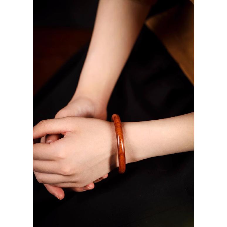 Rosewood and Sandalwood Simple Plain Bracelet for Women Vintage Ethnic Style Wooden Bracelet Gift
