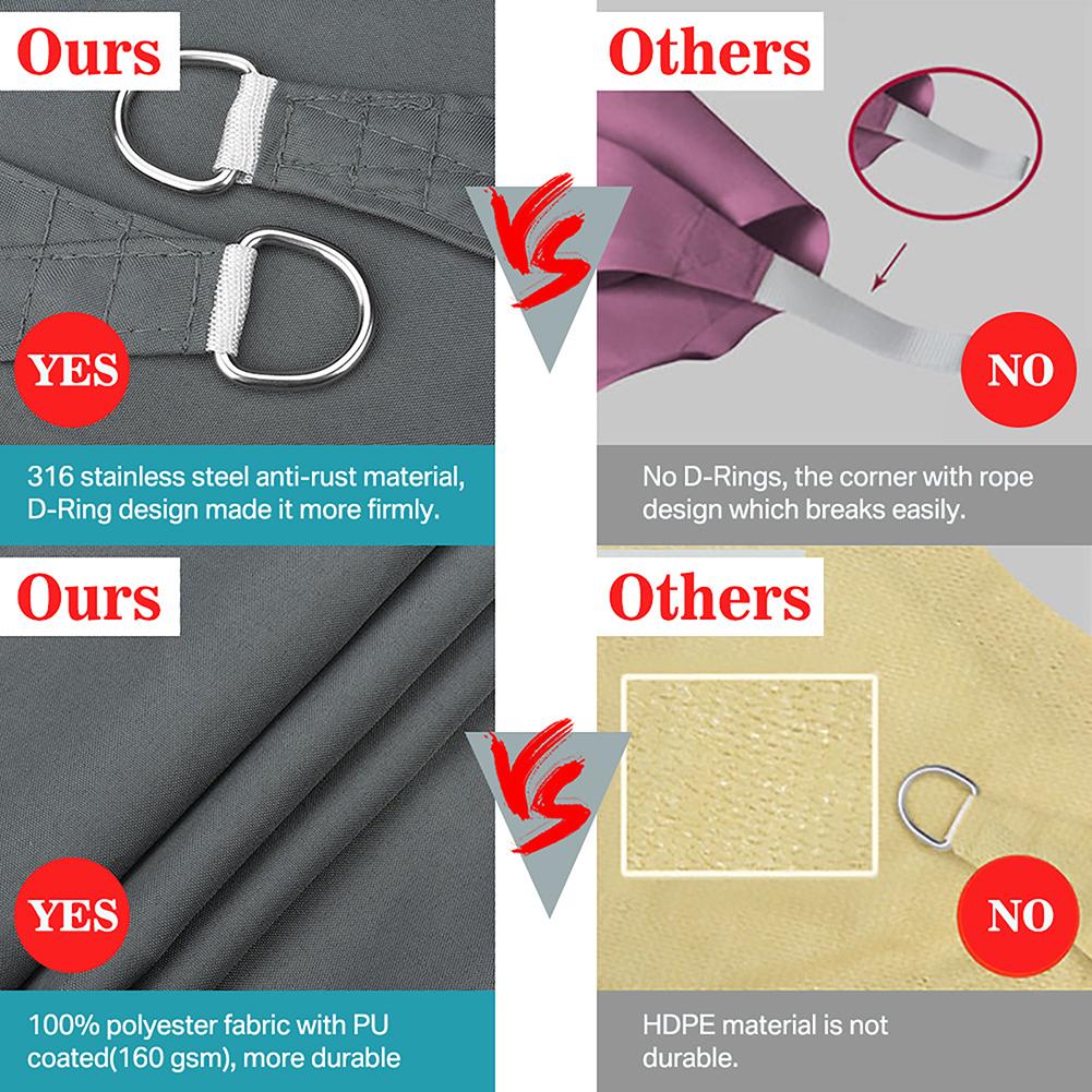 4x2/3/5/6M прямоугольный солнцезащитный парус водонепроницаемый навес от солнца защита от непогоды навес от ультрафиолета для патио балкона садовый тент