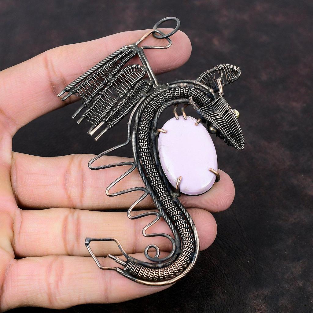 Phosphosiderite Pendant Copper Wire Wrapped Pendant Gemstone Copper Jewelry Handmade Pendant Dragon Pendant Phosphosiderite Jewelry For Gift