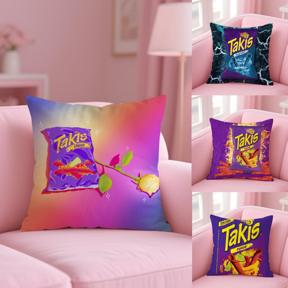 Pikpaka Funny Food C-Chips Takis Cushion Cover Plush Fabric Soft Double-Sided Printed Sofa Warm Winter Home Gift Pillow Cover