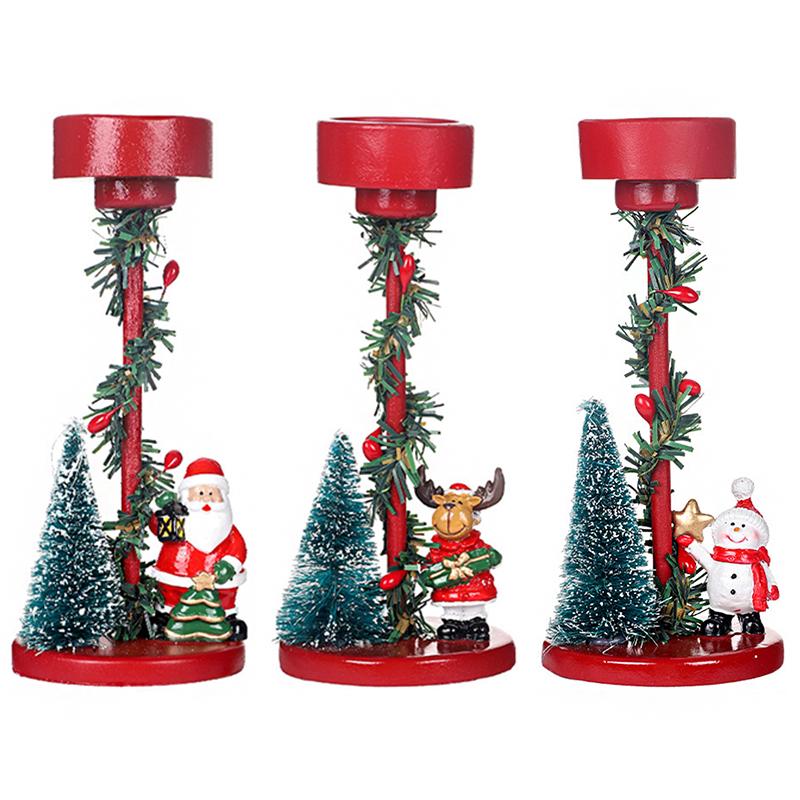 1PC Christmas Trees Festival Red Tabletops Candlestick Decorations Resin Gift Christmas Ornaments Atmosphere