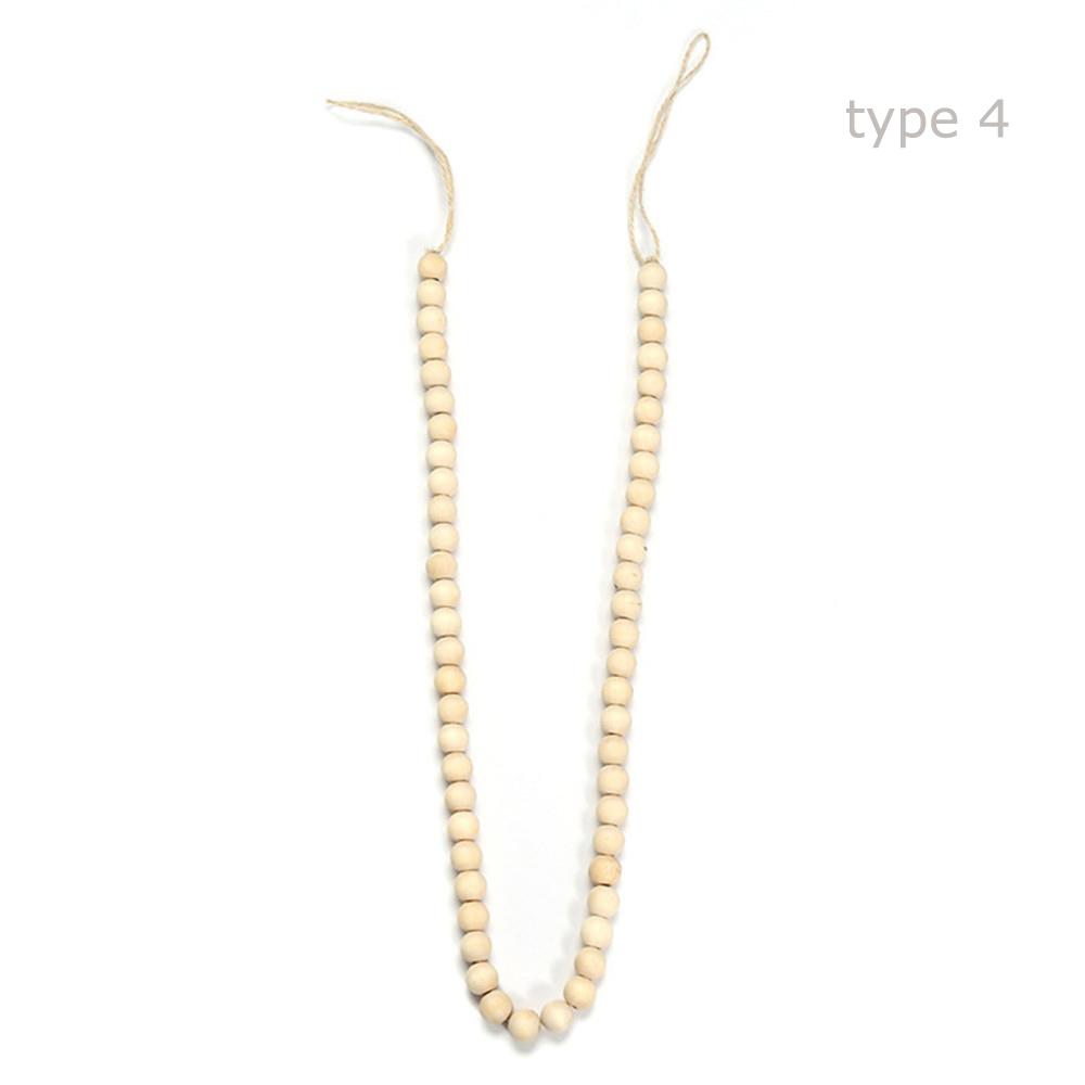 Decor Farmhouse Handmade Garland Wall Hanging Tassels String Wood Bead Garland With Jute Rustic