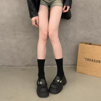 Маленькие кожаные туфли женские туфли новая летняя модная темпераментная обувь на одинарной подошве на высокой толстой подошве