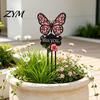 Memorial Garden Stake Butterfly Stake, Miss You Sign, Pink Weather Resistant Yard Art Rose for Lawn Courtyard Cemetery Decoration Commemorative Sign