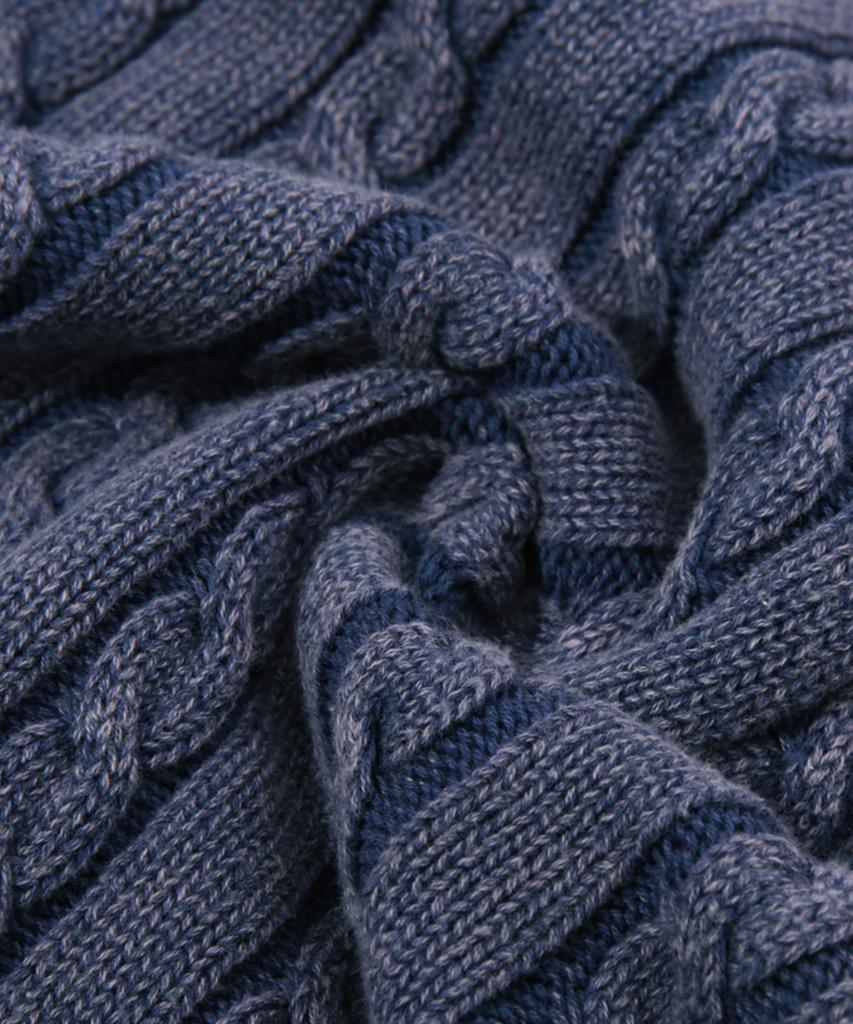 TRILLION Vintage Washed Cable Half Sleeve Knit [Navy Blue]