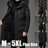Men's Down Jacket Outdoor Jacket Artificial Fur Long Knee-length Down Solid Color Thickened Cotton Workwear Plus Size M-5XL