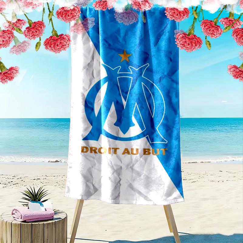 Olympique de Marseille Print Beach Towel, Large Soft Quick Dry Towel for Beach Camping Swimming