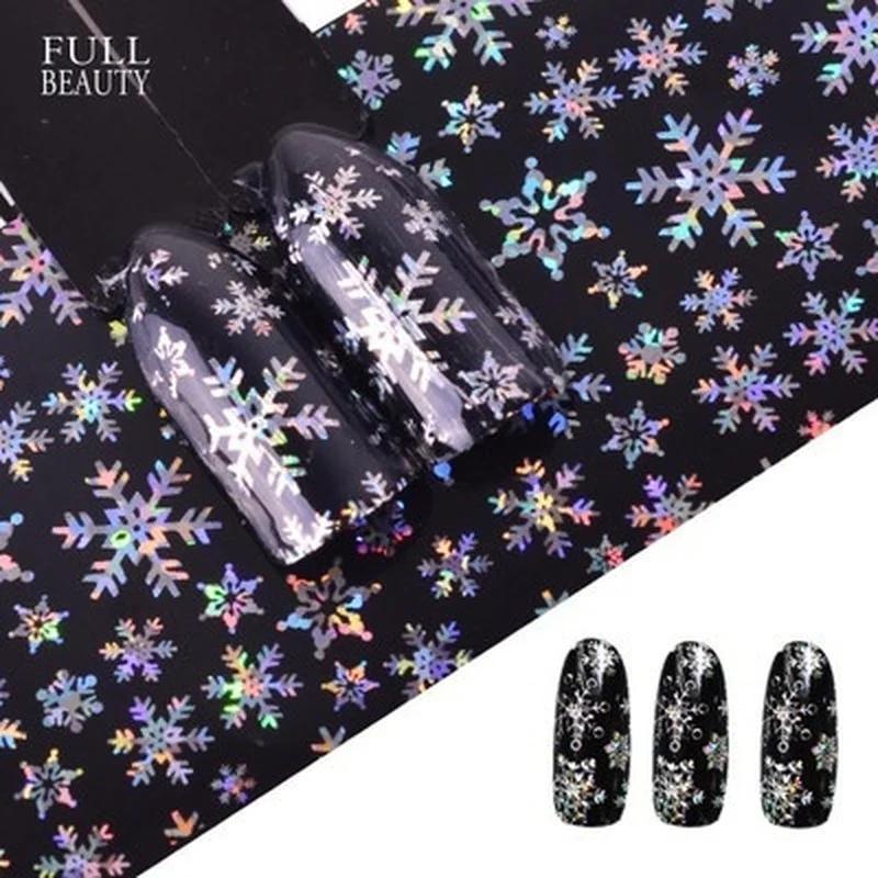 Nail Art Phantom Snowflake Star Sky Paper Наклейки для ногтей Цветные лазерные рождественские переводные наклейки для ногтей Дамский декор звездного неба