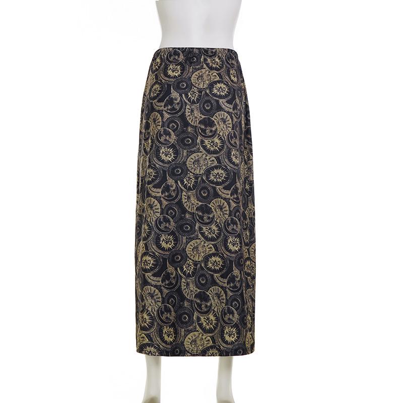 Винтажная европейская и американская ретро-юбка с круглым принтом, стройнящая