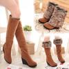 Fashion 34-43 Winter Fur Boots Ladies High Heels Platform Knee High Snow Boots Women Warm Fur Wedge Shoes Woman
