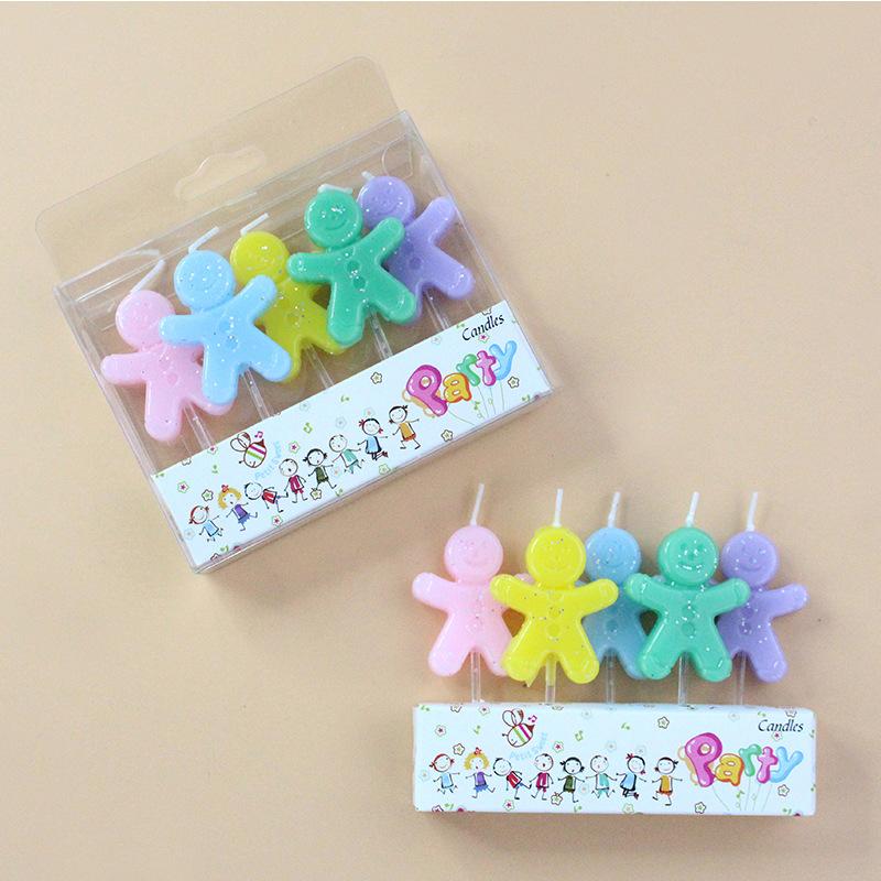 Новые мультяшные свечи Рождественские разноцветные с блестками Пряничный человечек Свечи Креативные для вечеринки Украшение для выпечки Свечи