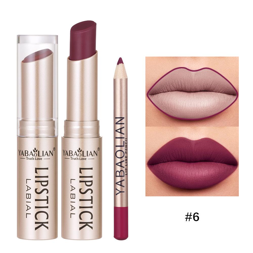 Lipstick Lip Line 2-в-1 Карандаш для губ с антипригарным покрытием Стойкая водостойкая матовая помада Набор помад 12 цветов