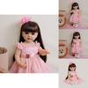 Full Silicone Reborn Baby Doll With Pink Dress And Flower Decoration For Kids Birthday