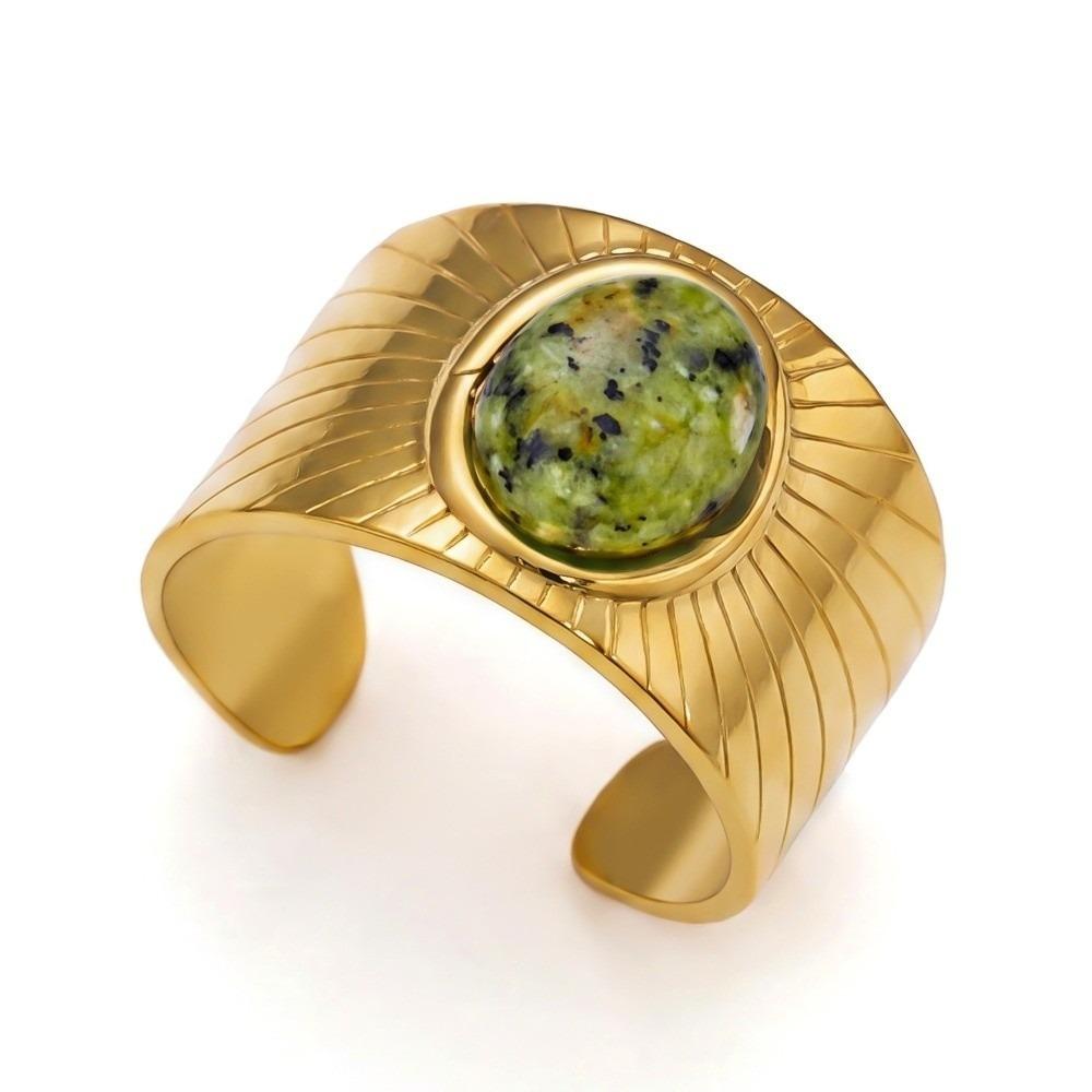 Turquoise Green Stone Turquoise Stone Ring Stainless Steel Boho Ring Finger Accessories