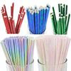 25 шт. фольги золото/серебро радуга одноразовые питьевые цветные бумажные трубочки рождественский свадьба день рождения украшения вечеринка мероприятия принадлежности