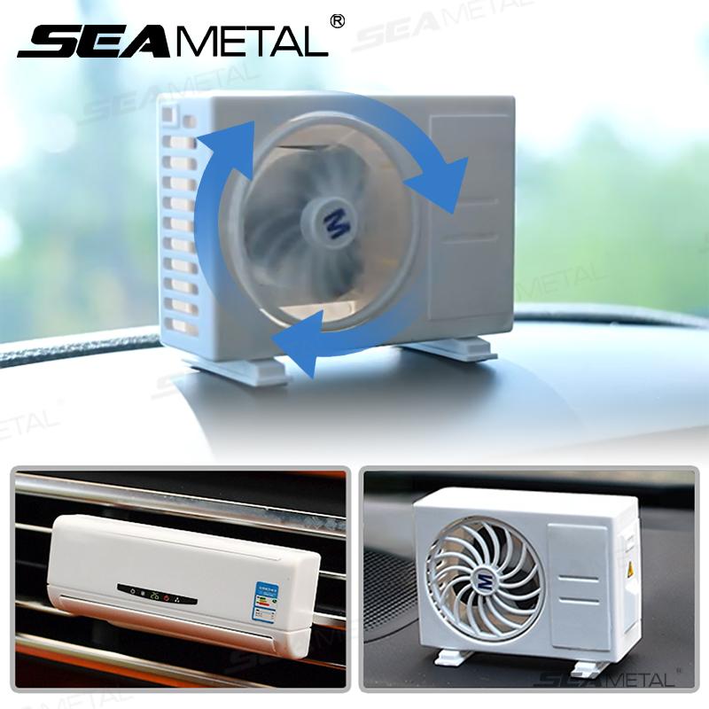 SEAMETAL Air Conditioner Shape Fragrance Solar Energy Rotation Diffuser Car Air Freshener Refill Stick Dashboard Turntable Air Freshener