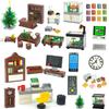 MOC Creative Furniture TV Sofa Brick City Accessories Xmas Tree Book Desk Dining Table Bathroom Door Building Block House Scene