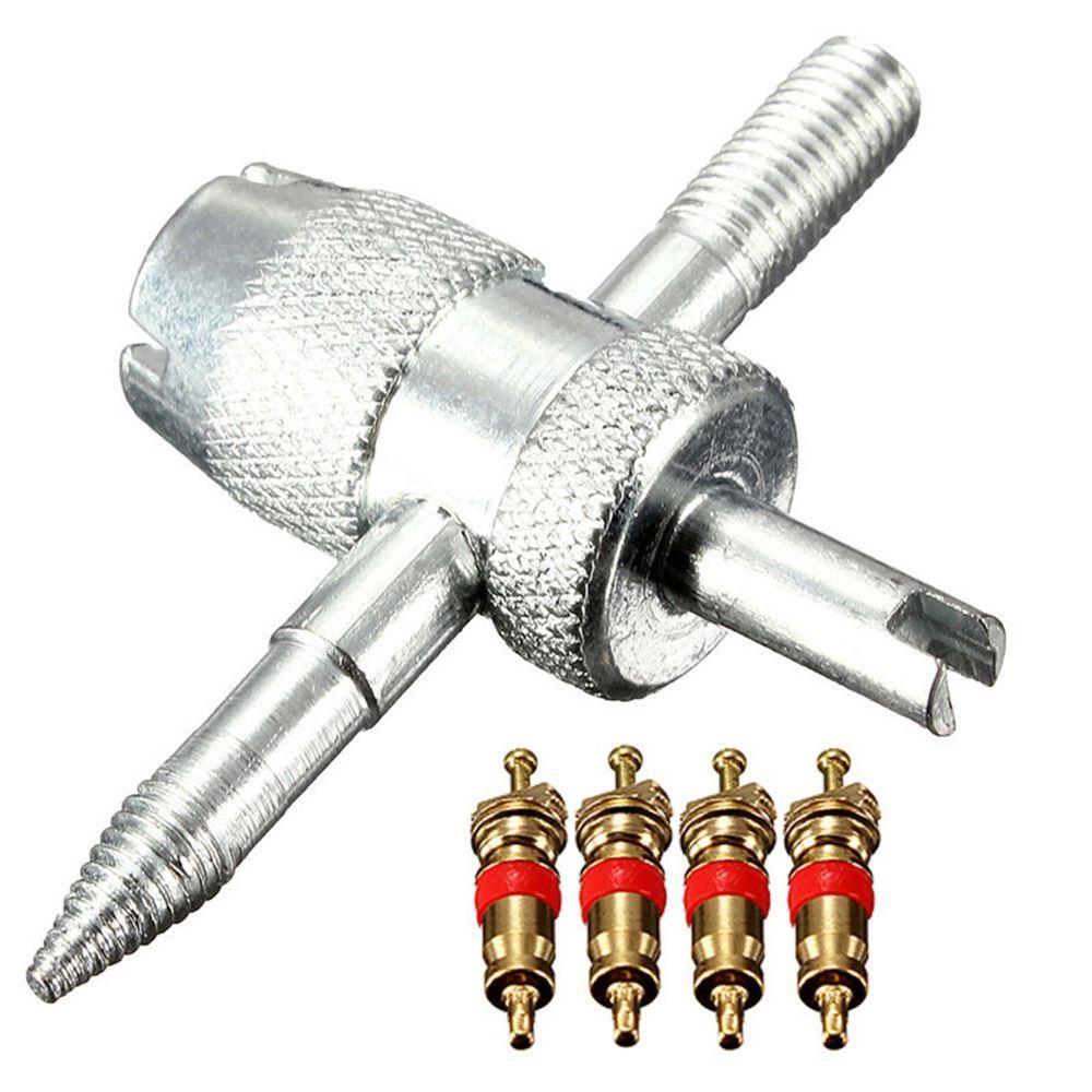 Автомобиль, грузовик, велосипед, 4-ходовой инструмент для ремонта шин, аксессуар для шин с 4 сердечниками клапана