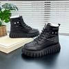 Женские зимние короткие ботинки, повседневные, с плюшевой подкладкой, теплые, высокие, хлопковые, ботинки для улицы, увеличивающие рост, на платформе, со шнуровкой, для снегоходов