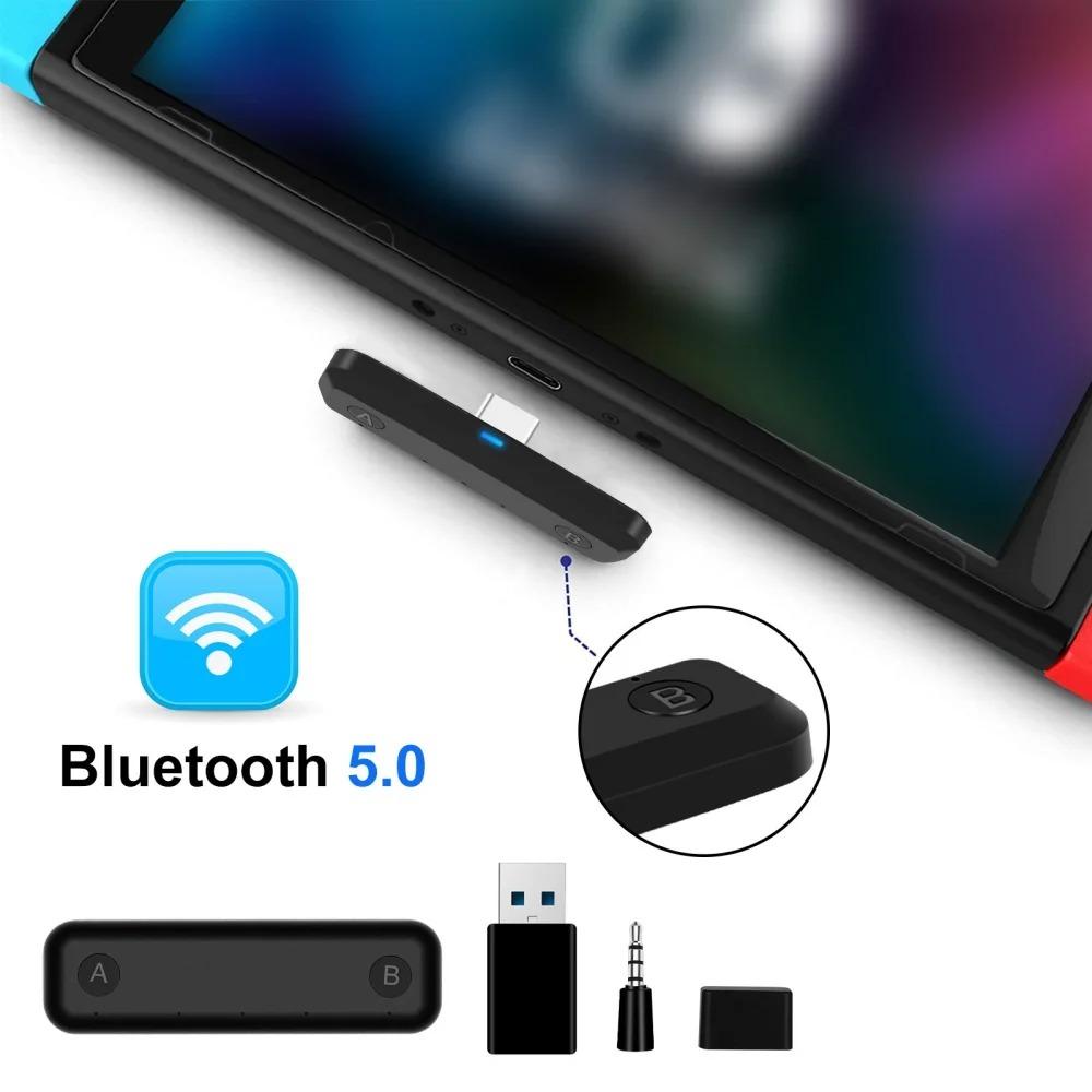 Адаптер Bluetooth для Switch Lite Разъем USB-C с низкой задержкой для PS4/PS5 ПК Портативный мини-микрофон BT Dongle Двойной потоковый беспроводной аудиопередатчик