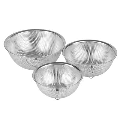 Набор из 3 дуршлагов для перфорации Pearl Metal 15 см 18 см 21 см с ножками из нержавеющей стали серебристого цвета / / AZ-5566