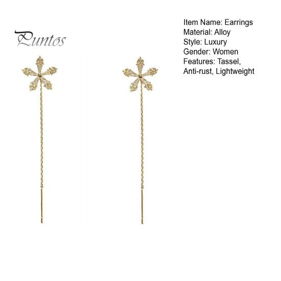 1 пара женских серег, линейные серьги с длинной кисточкой в форме цветка, блестящий кубический цирконий из нержавеющей стали, изысканные украшения для ушей, ювелирные изделия для леди, выпускного вечера, вечеринки